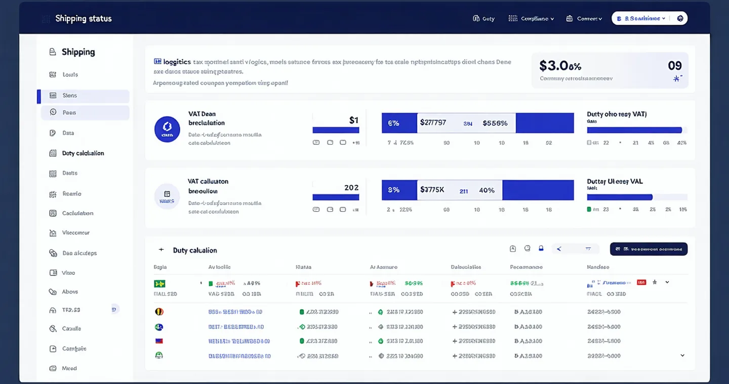 REasy platform dashboard showing DDP shipping status, duty calculations, and IOSS VAT breakdown for a Shopify order