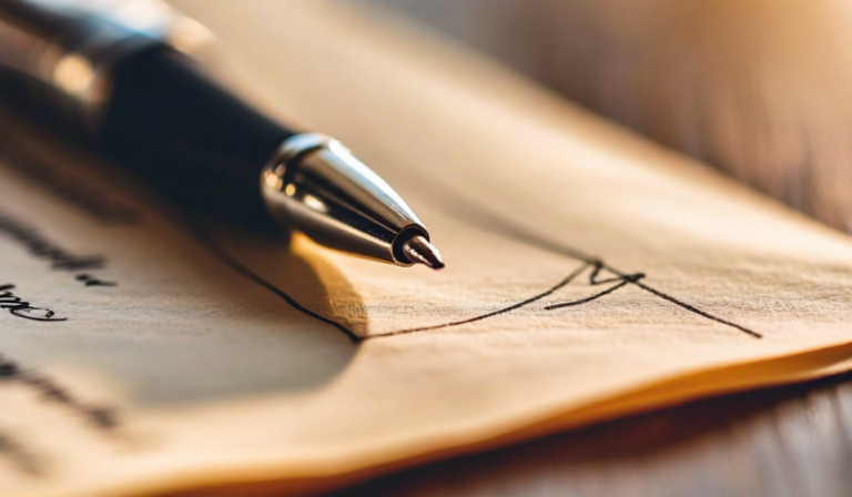 Business contract with pen on signature line