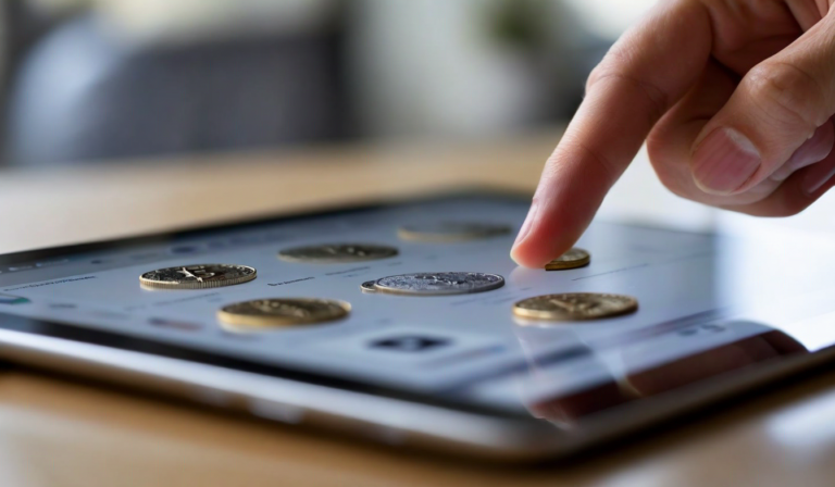Tablet showing e-commerce page with currency switcher