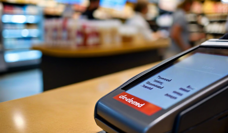 Payment terminal showing declined transaction